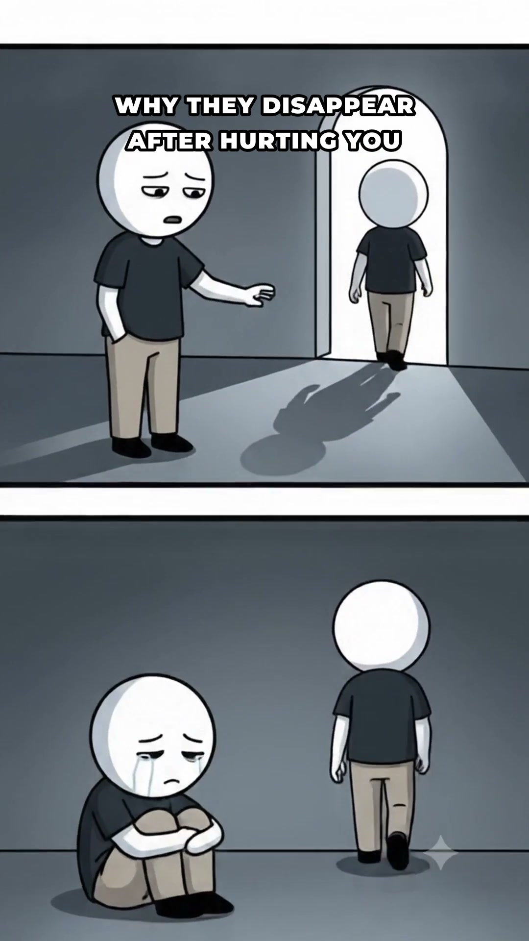 Melancholic 2D webcomic character sitting alone in a dimly lit room, finding a moment of peace